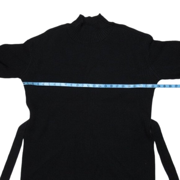 Anthropologie Maeve Long-Sleeve Mock-Neck Tie-Waist Mini Dress Black M - Picture 6 of 13